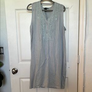 Light Blue Embroidered Sleeveless Dress